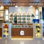 Main counter and product jar display at CannaBuri, Pattaya