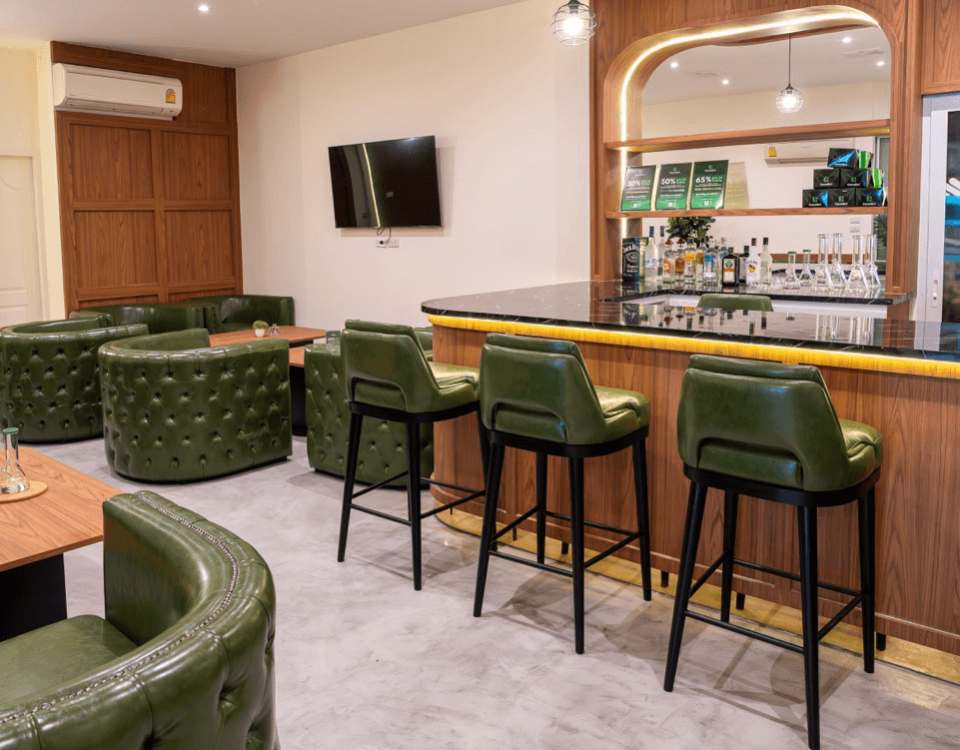 Lounge seating and counter inside CannaBuri, Pattaya