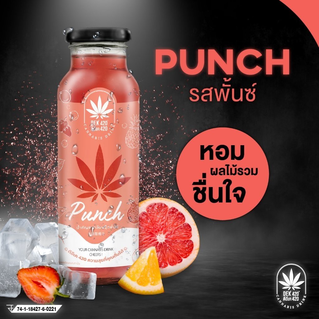 Dek420 Fruit Punch cannabis drink, 250 ml bottle