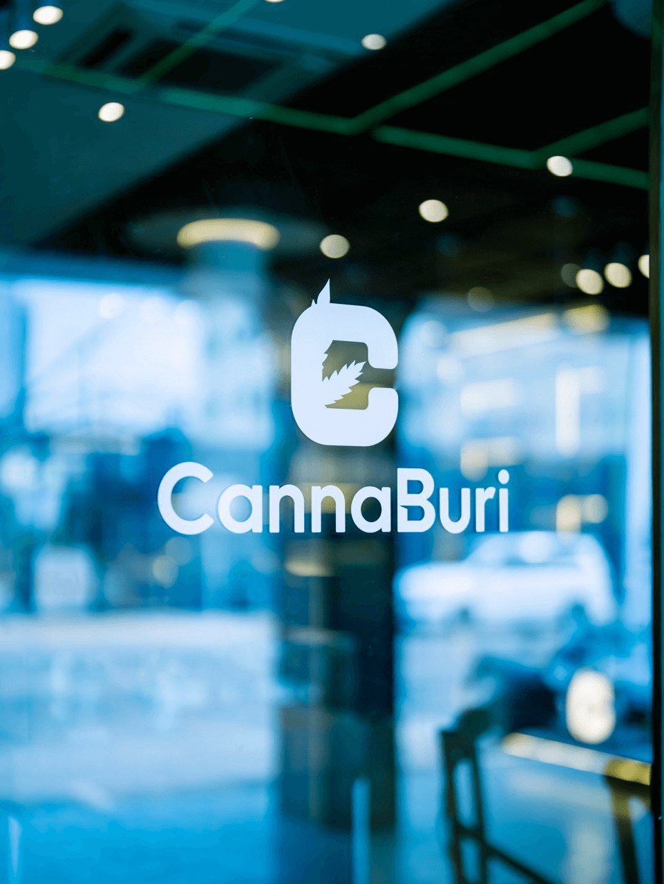CannaBuri logo on the shop entrance door