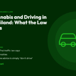 Title card for the CannaBuri guide "Cannabis and Driving in Thailand: What the Law Says", covering what Thai traffic law says, the penalties, and why the advice is simply not to drive