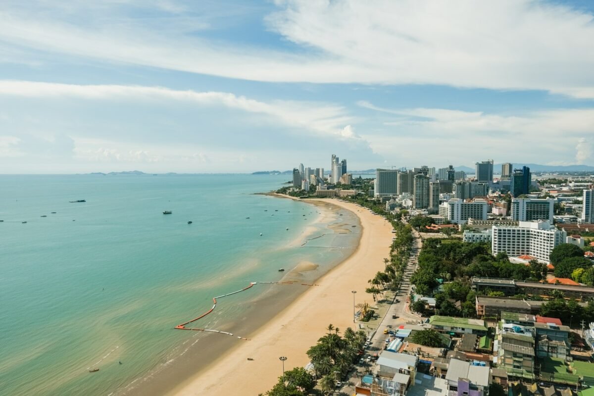 Aerial view of Pattaya Beach and the city skyline
