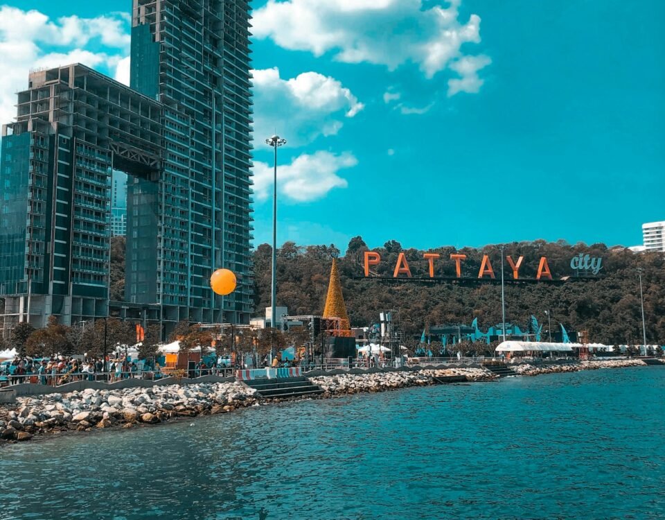 The Pattaya City sign above the bay